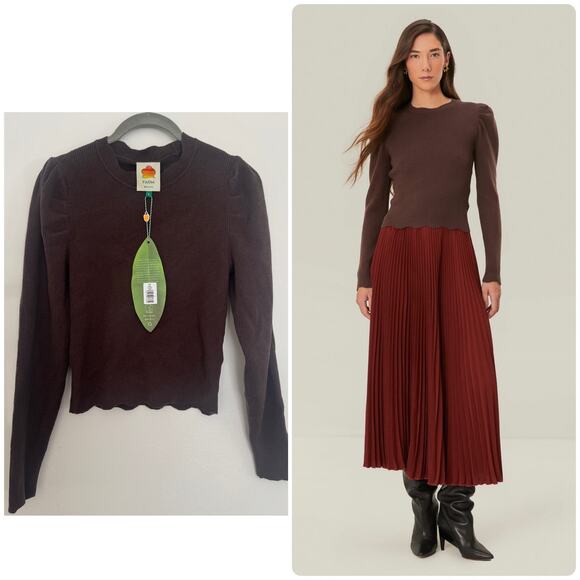 Farm Rio Brown Knit Blouse - Picture 1 of 7
